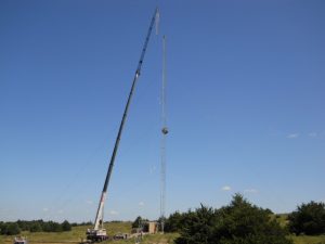 Cell tower construction with Link Belt large tower capacities